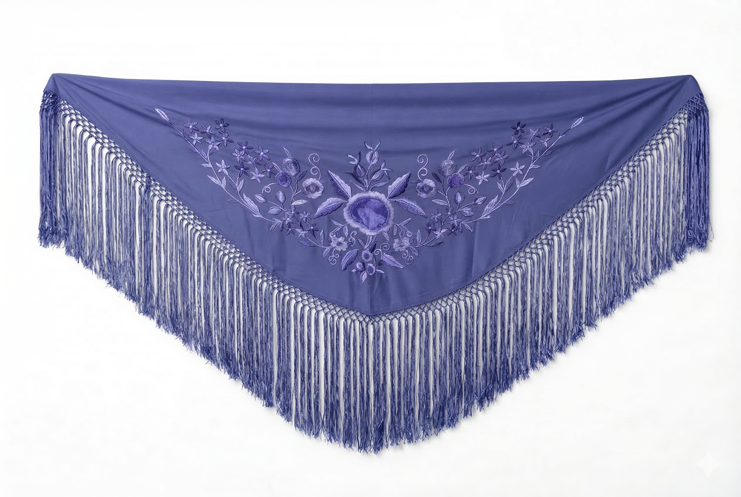 Mantón Flamenco Bordado Clásico – de Chiffón 140 X 50 cm con flecos largos 30cm
