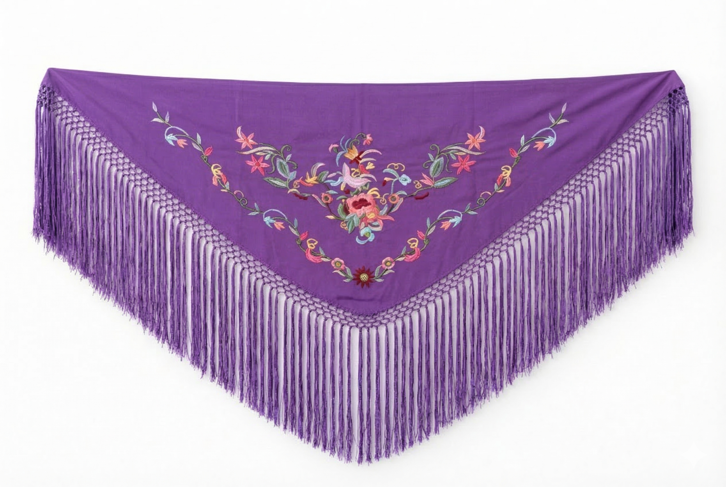 Súper oferta ! Mantón de Flamenca Clásica - de Chiffón 140 X 50 cm con flecos largos 30cm