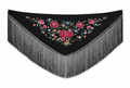 Mantón de Flamenco Bordado de Flores de Chiffón 140x50 con Flecos Largos 30cm