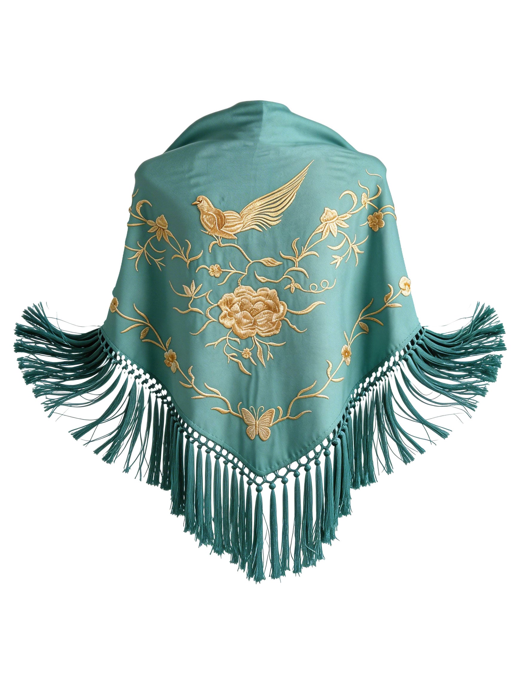 Súper oferta ! Mantón de Flamenco de Chiffón con Bordado de Pájaro  - 1.5m x 0.5m