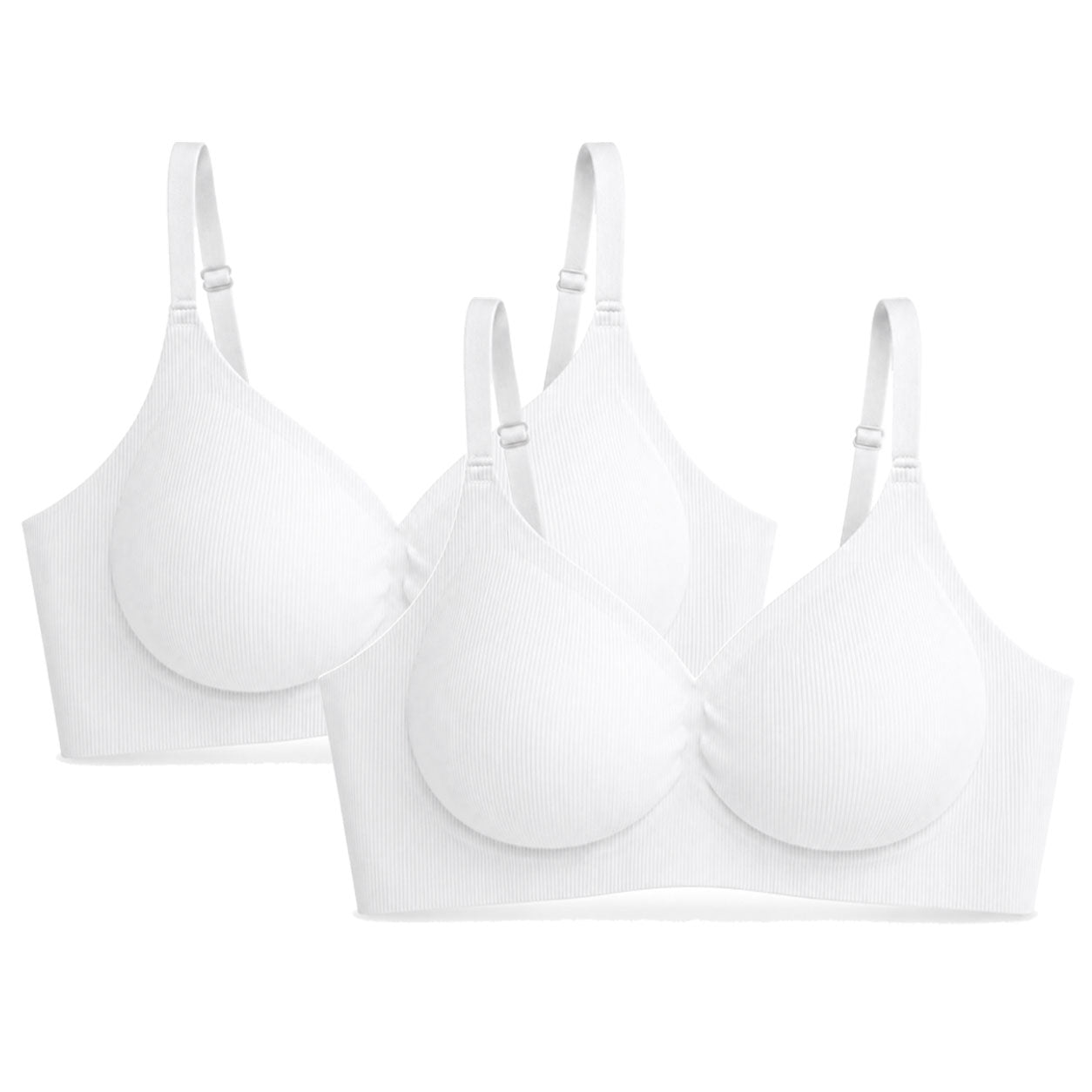 PACK 2 Leticia Sujetador sin aros para mujer, tejido canalé suave, copas moldeadas, tirantes ajustables y soporte cómodo para uso diario