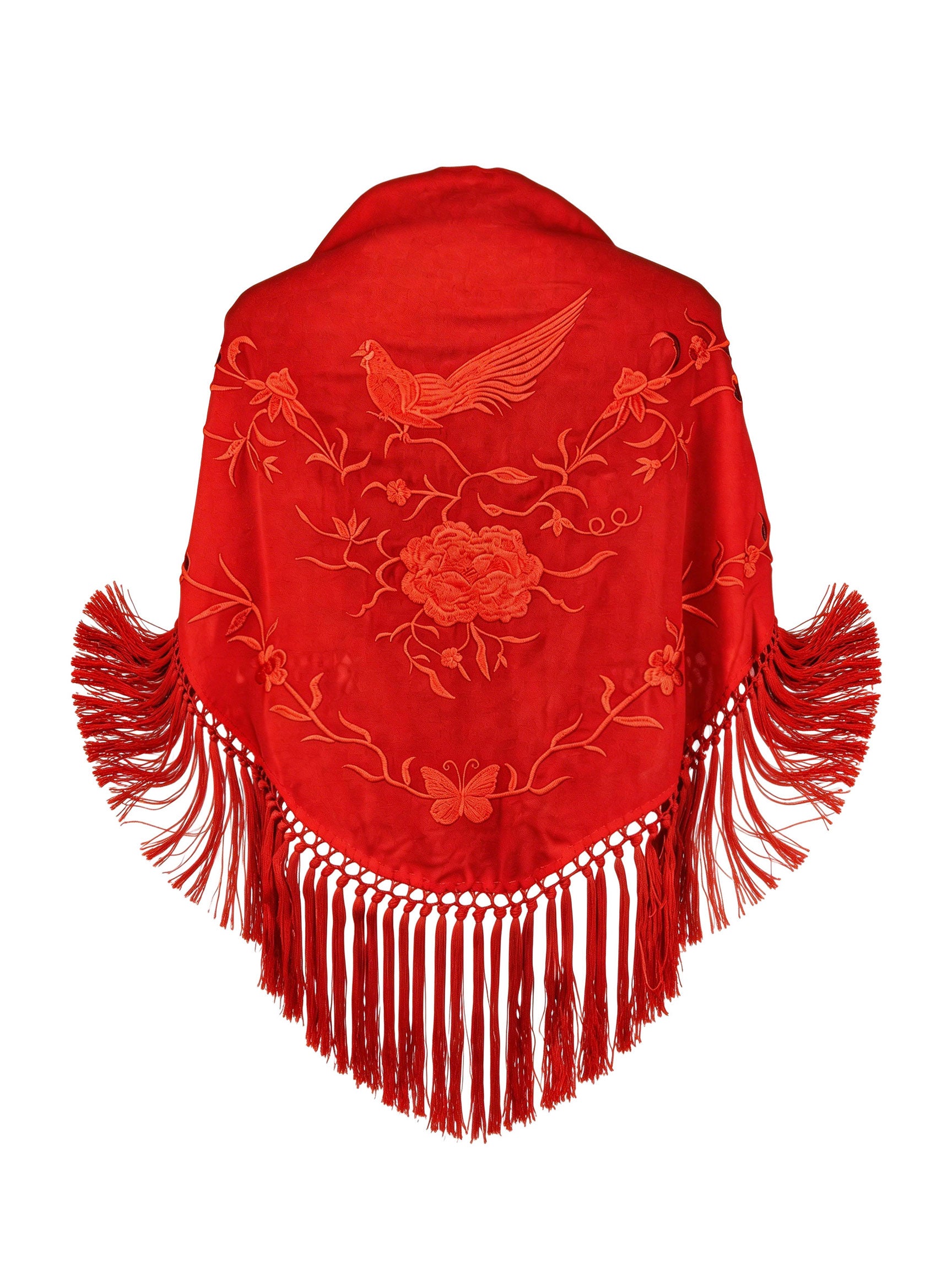 Súper oferta ! Mantón de Flamenco de Chiffón con Bordado de Pájaro  - 1.5m x 0.5m