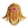 Manton de Flamenca Bordado – Ligero algodón 140X60  y con flecos corto 15cm