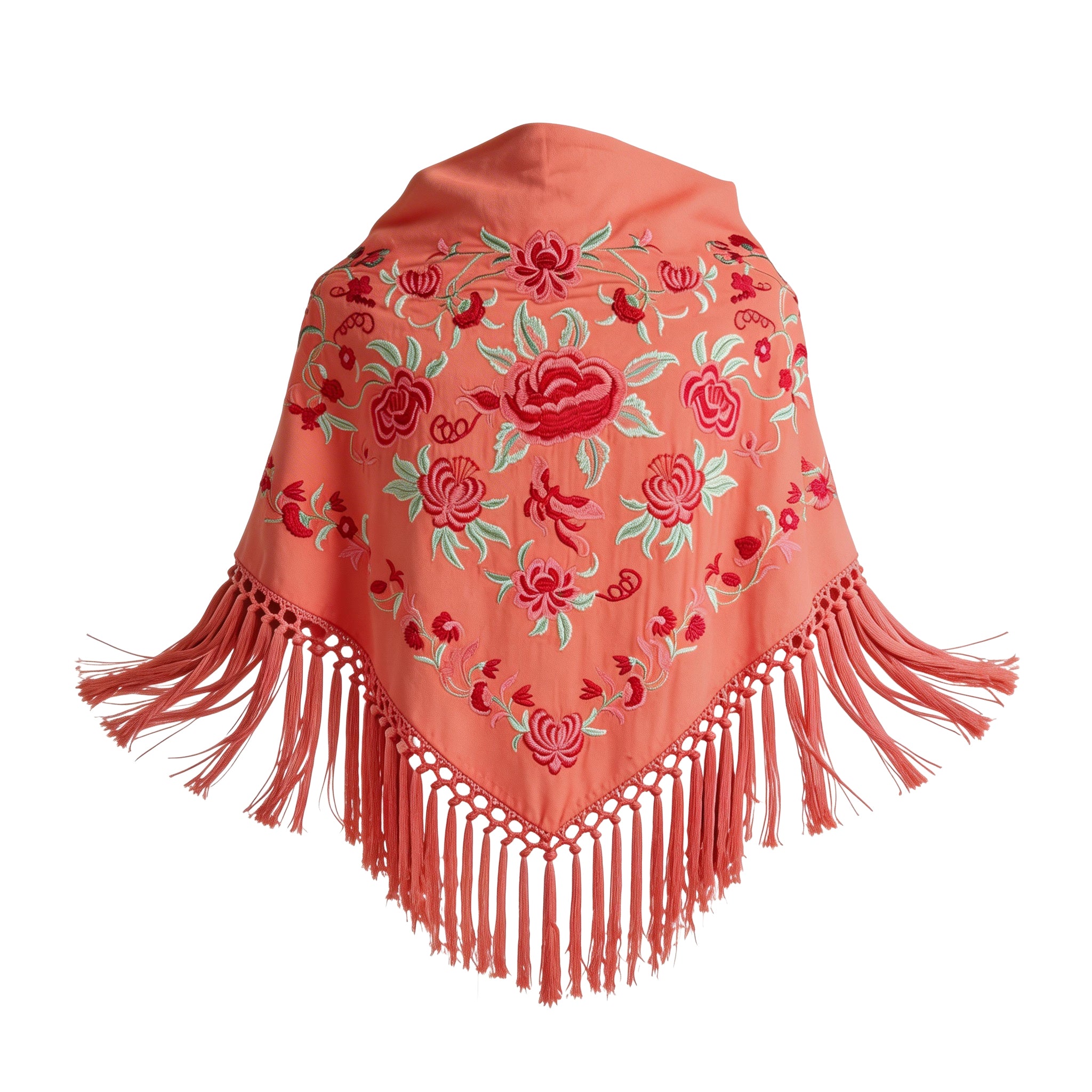 Manton de Flamenca Bordado – Ligero con Flecos (140 cm)