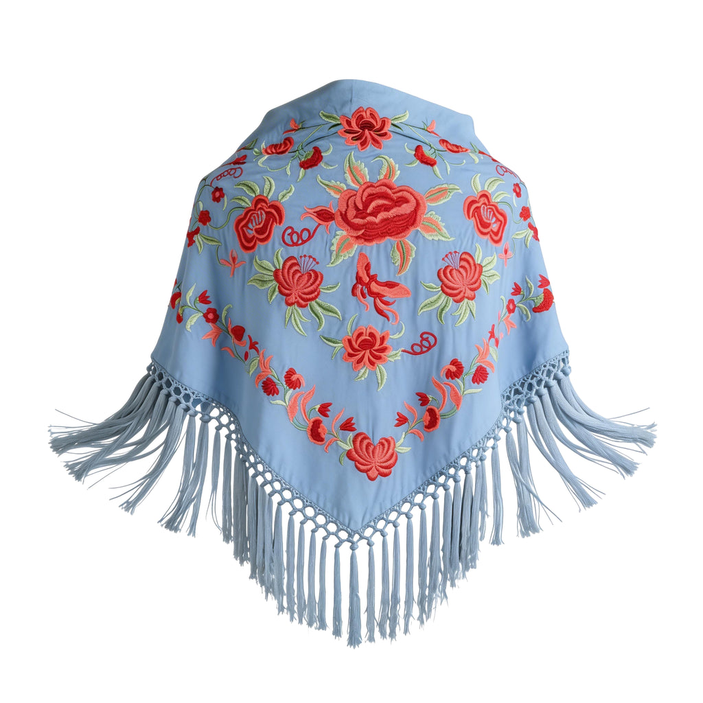 Manton de Flamenca Bordado – Ligero con Flecos (140 cm)