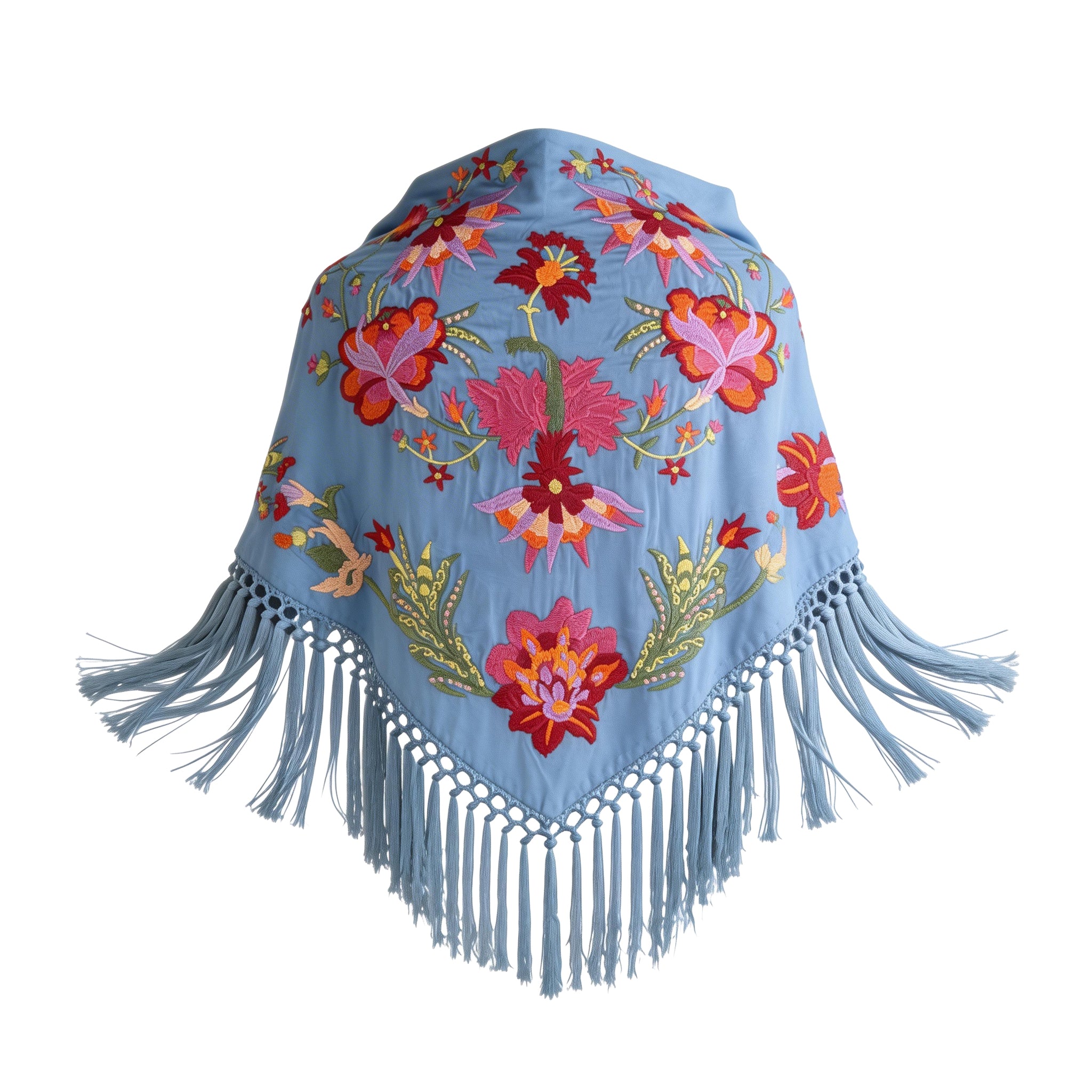 Manton de Flamenca Bordado Dalia – Ligero con Flecos