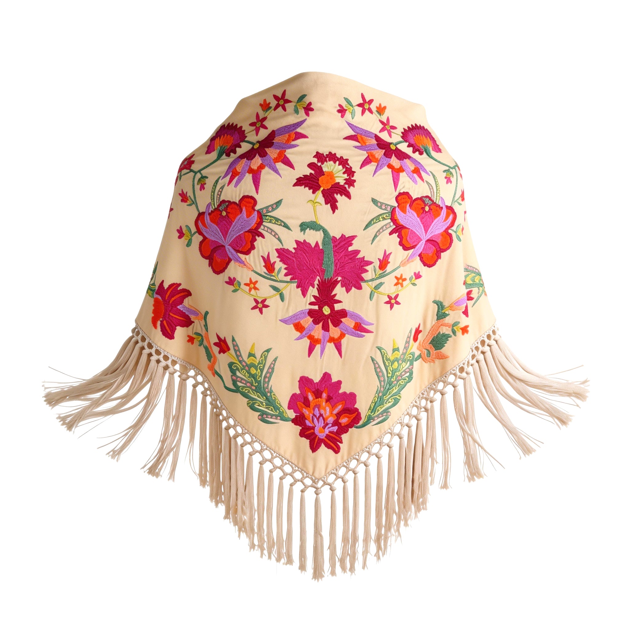 Manton de Flamenca Bordado Dalia – Ligero con Flecos