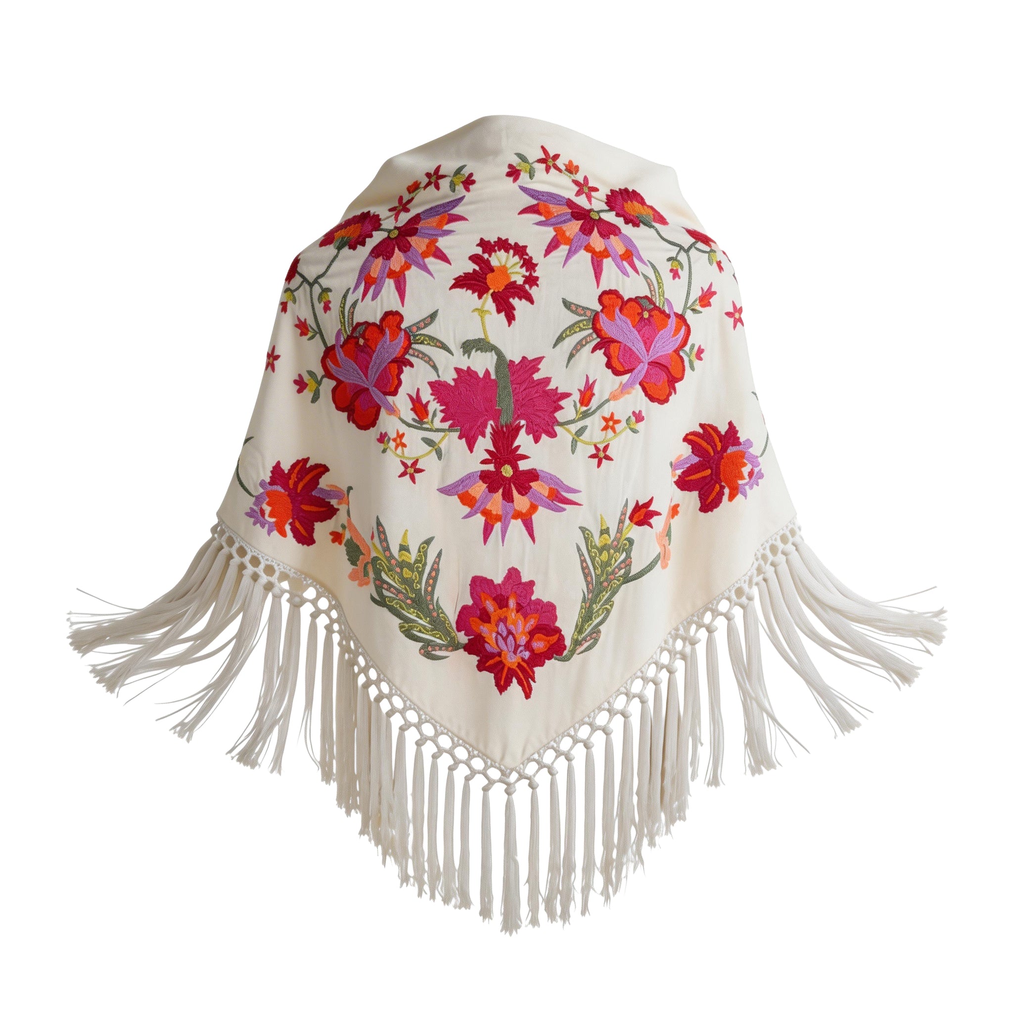 Manton de Flamenca Bordado Dalia – Ligero con Flecos