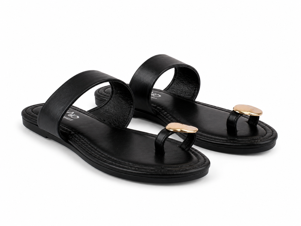 Sandalias planas tipo pala para mujer | Diseño dedo con detalle metálico | Cómodas, ligeras y elegantes para verano