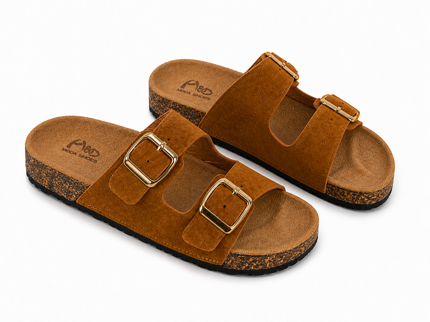 Sandalias de corcho con doble hebilla para mujer | Cómodas, ligeras y antideslizantes | Perfectas para verano