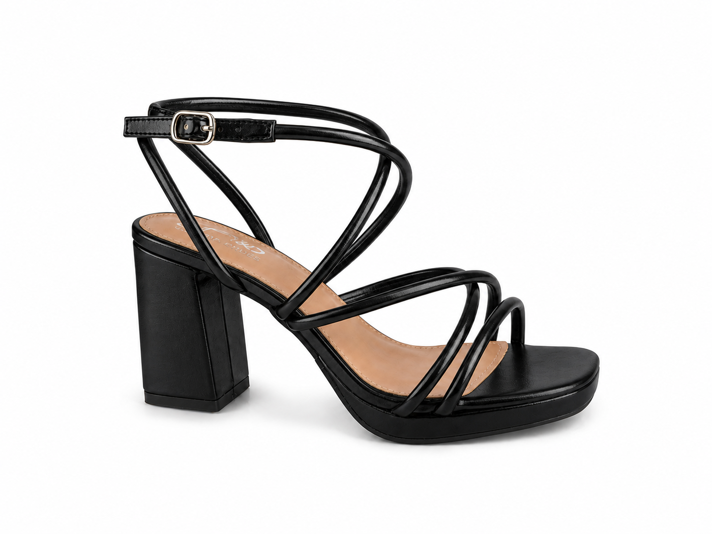 Sandalias de tacón ancho para mujer | Tiras finas con hebilla | Elegantes y cómodas para verano