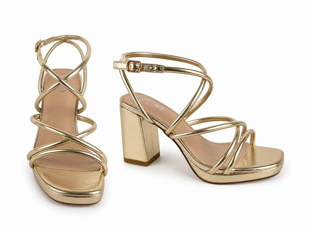 Sandalias de tacón ancho para mujer | Tiras finas con hebilla | Elegantes y cómodas para verano