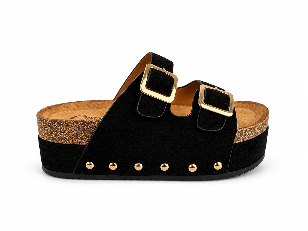 Sandalias de plataforma con doble hebilla para mujer | Estilo corcho, cómodas y antideslizantes | Perfectas para verano