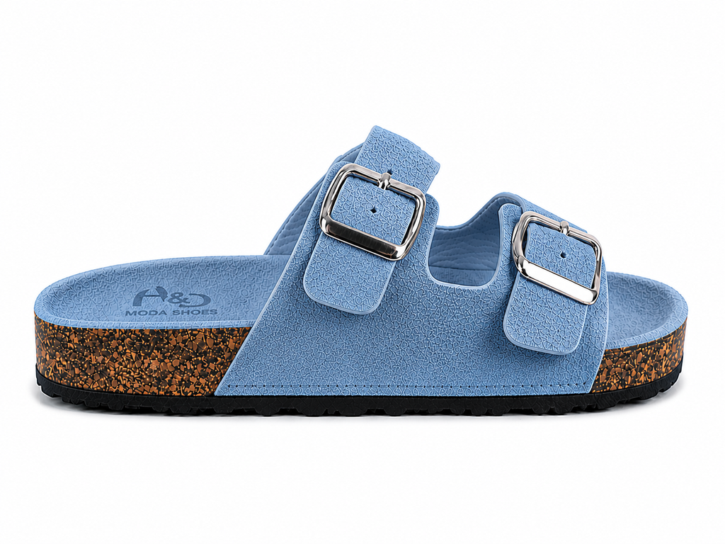 Sandalias de corcho con doble hebilla para mujer | Cómodas, ligeras y antideslizantes | Perfectas para verano