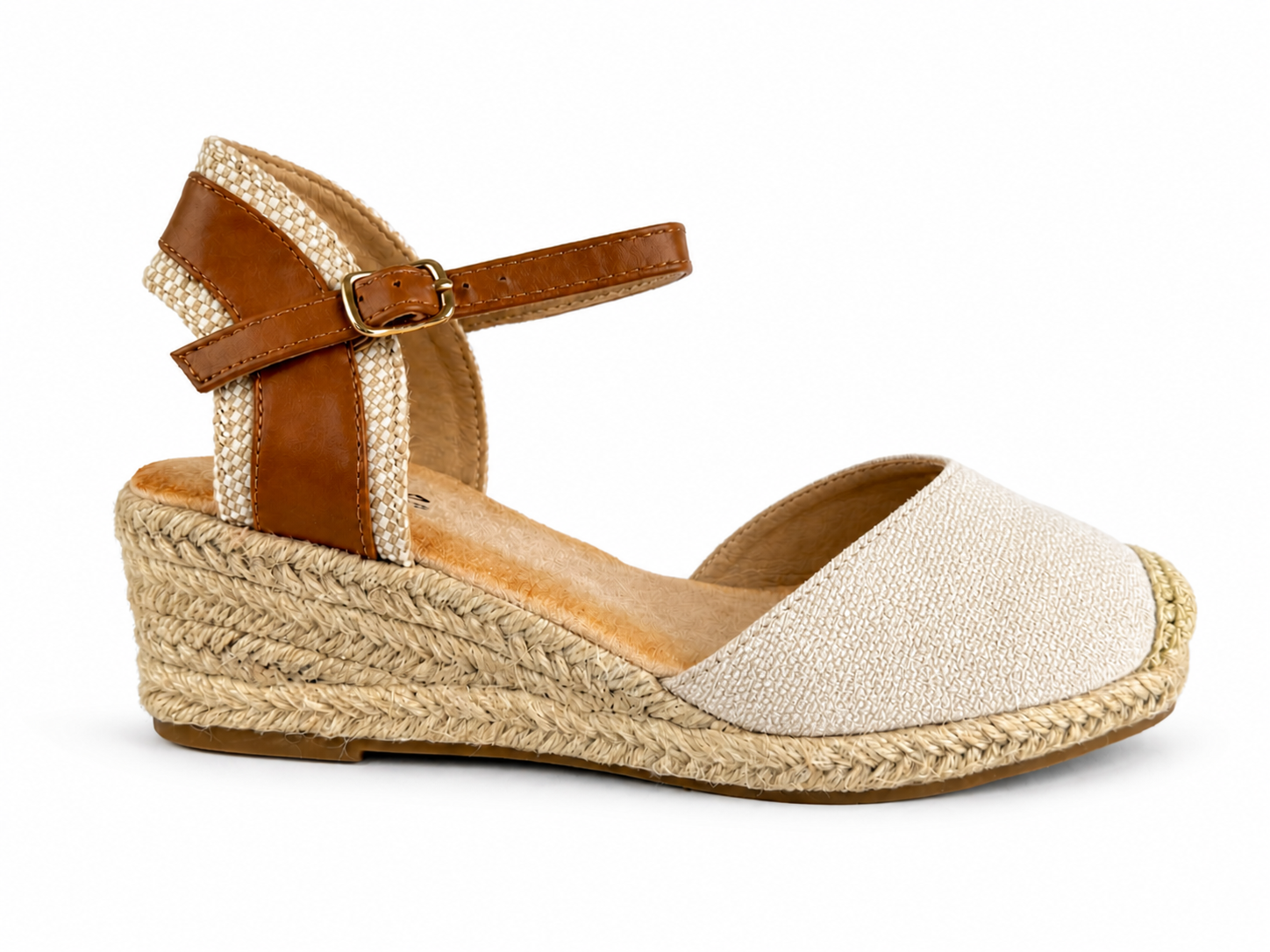 Sandalias de esparto con cuña para mujer | Alpargatas cómodas con pulsera al tobillo | Estilo verano mediterráneo