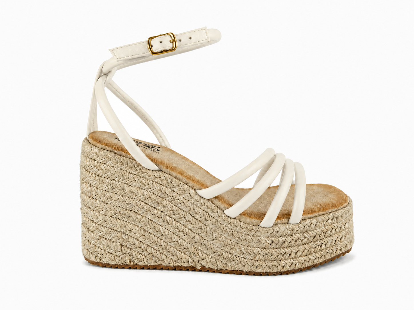 Sandalias de esparto con cuña y plataforma para mujer | Tiras negras con hebilla | Cómodas para verano