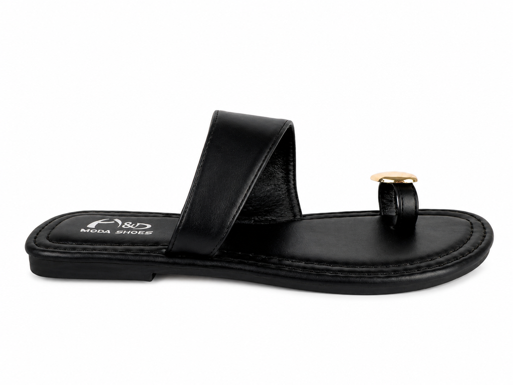 Sandalias planas tipo pala para mujer | Diseño dedo con detalle metálico | Cómodas, ligeras y elegantes para verano