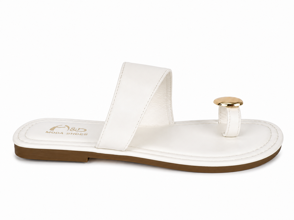 Sandalias planas tipo pala para mujer | Diseño dedo con detalle metálico | Cómodas, ligeras y elegantes para verano