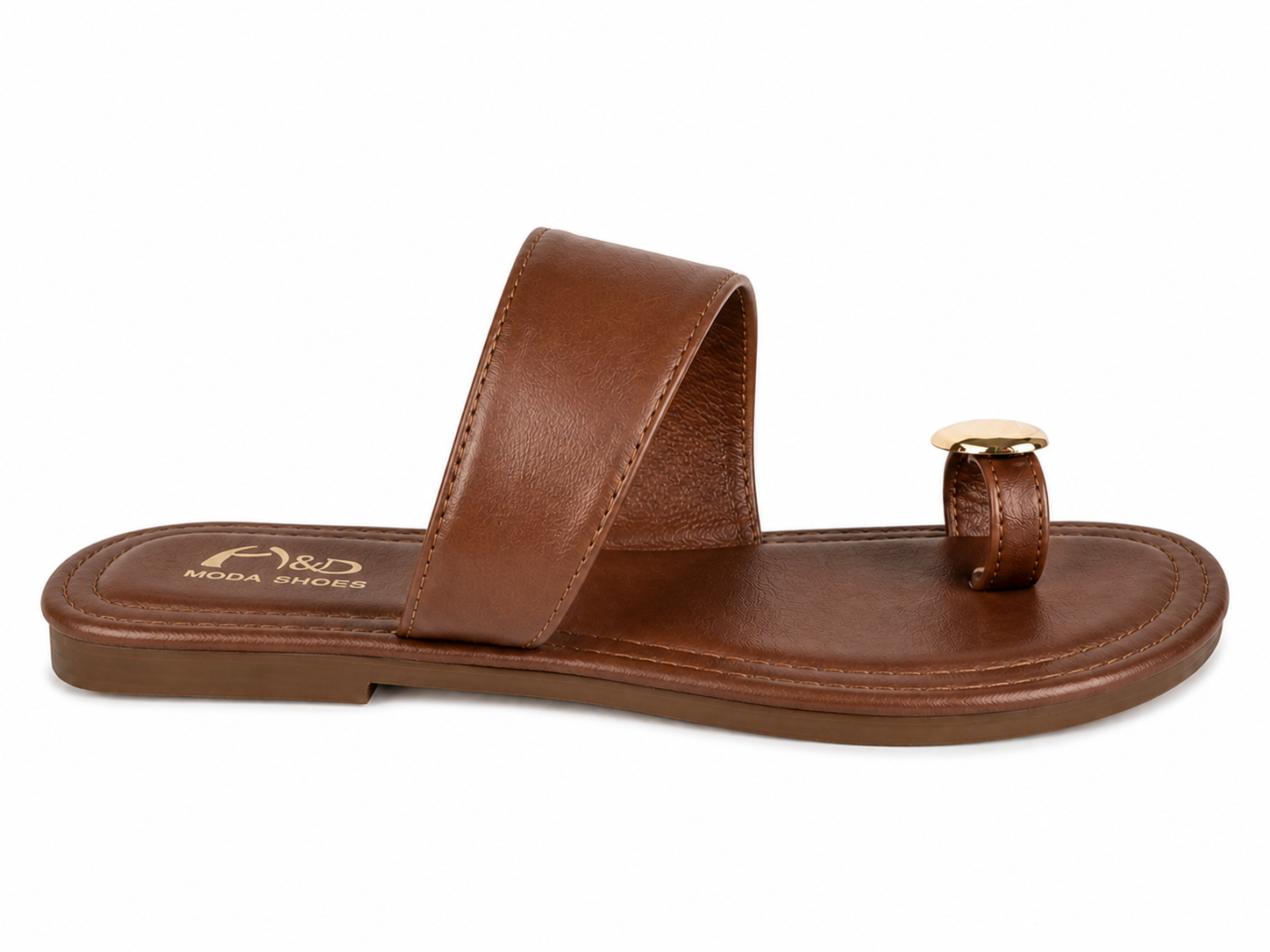Sandalias planas tipo pala para mujer | Diseño dedo con detalle metálico | Cómodas, ligeras y elegantes para verano