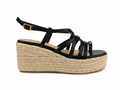 Sandalias de esparto con cuña para mujer | Tiras finas con hebilla y detalle metálico | Cómodas y elegantes para verano