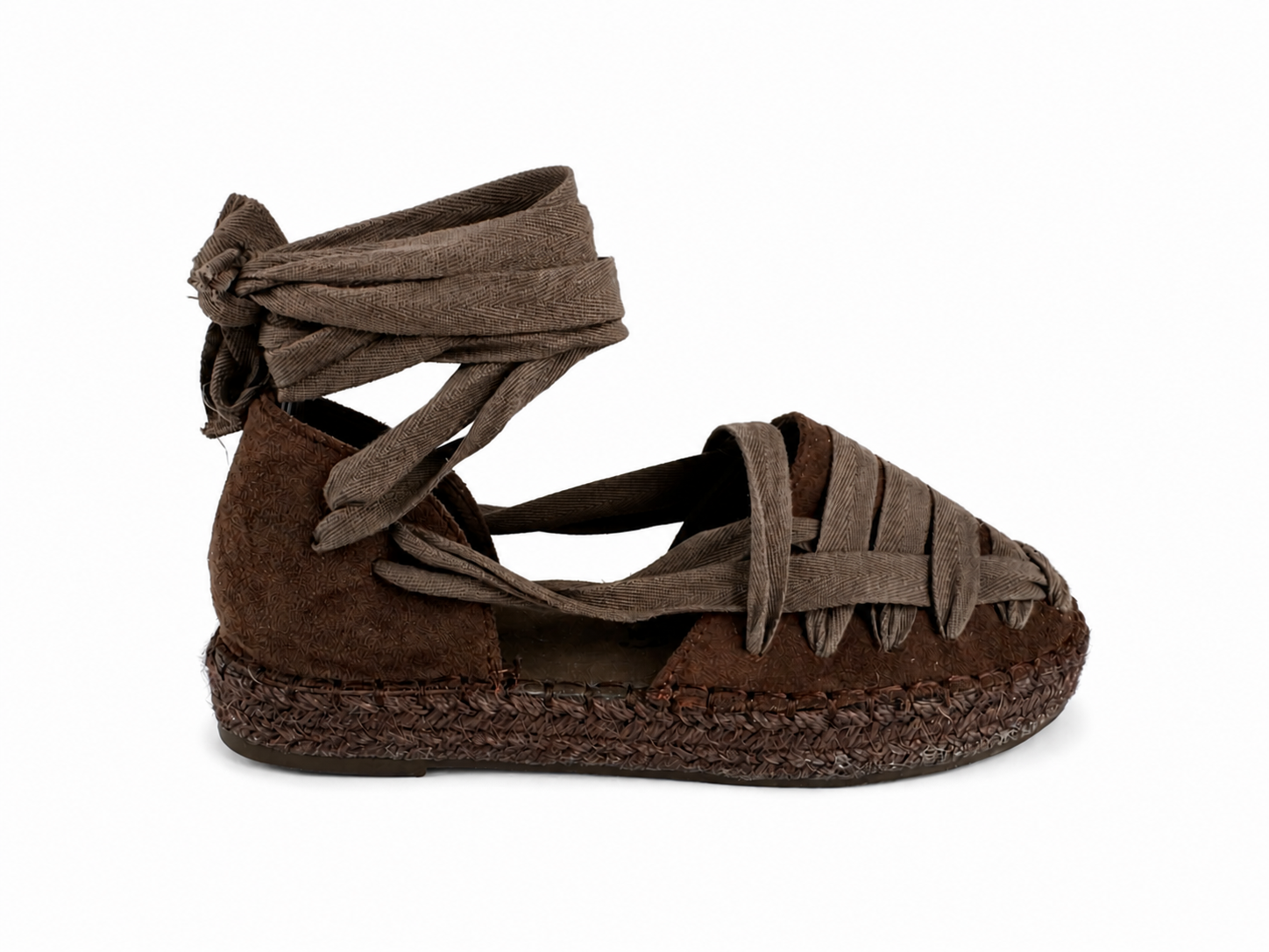Alpargatas planas para mujer | Sandalias de esparto con tiras cruzadas y cordones al tobillo | Estilo boho para verano