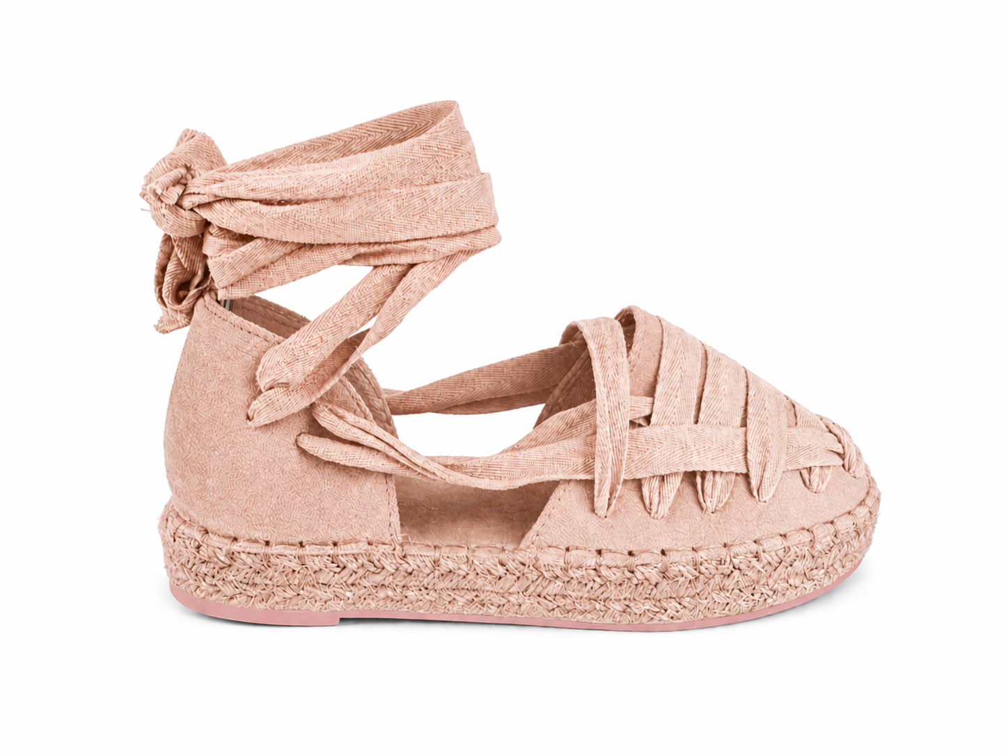 Alpargatas planas para mujer | Sandalias de esparto con tiras cruzadas y cordones al tobillo | Estilo boho para verano