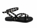Sandalias planas para mujer | Tiras cruzadas con tachuelas y hebilla ajustable | Estilo moderno para verano