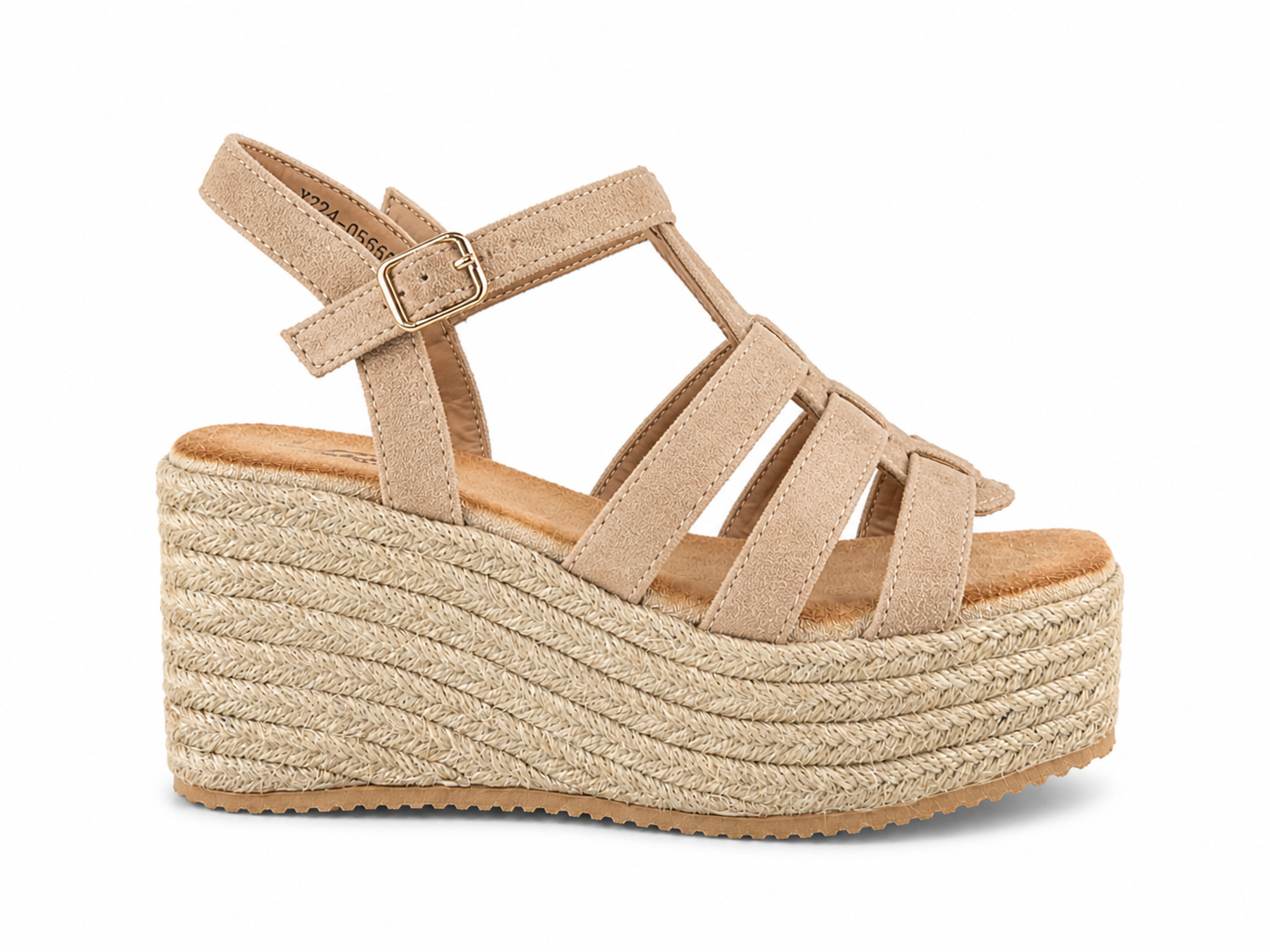 Sandalias de esparto con cuña y plataforma para mujer | Tiras anchas con hebilla ajustable | Cómodas y elegantes para verano