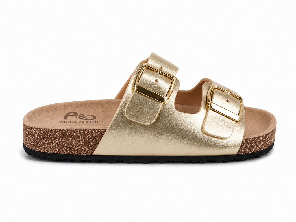 Sandalias de corcho con doble hebilla para mujer | Cómodas, ligeras y antideslizantes | Perfectas para verano