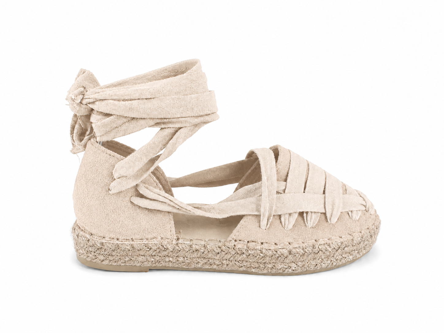 Alpargatas planas para mujer | Sandalias de esparto con tiras cruzadas y cordones al tobillo | Estilo boho para verano