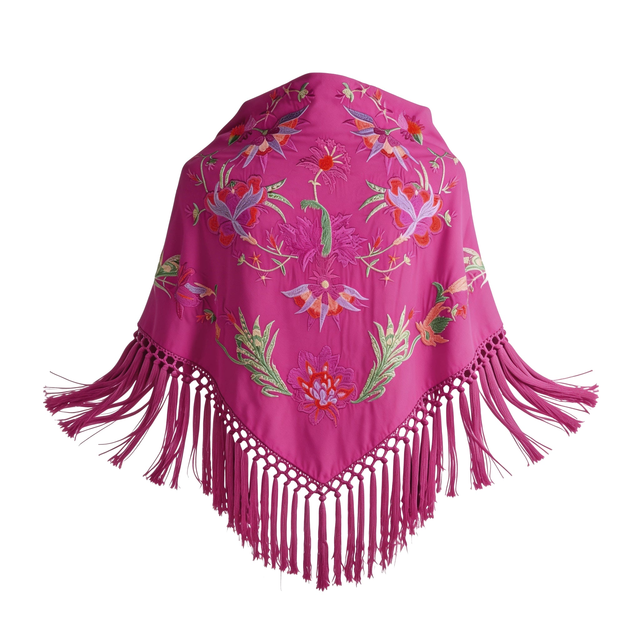 Manton de Flamenca Bordado Dalia – Ligero con Flecos