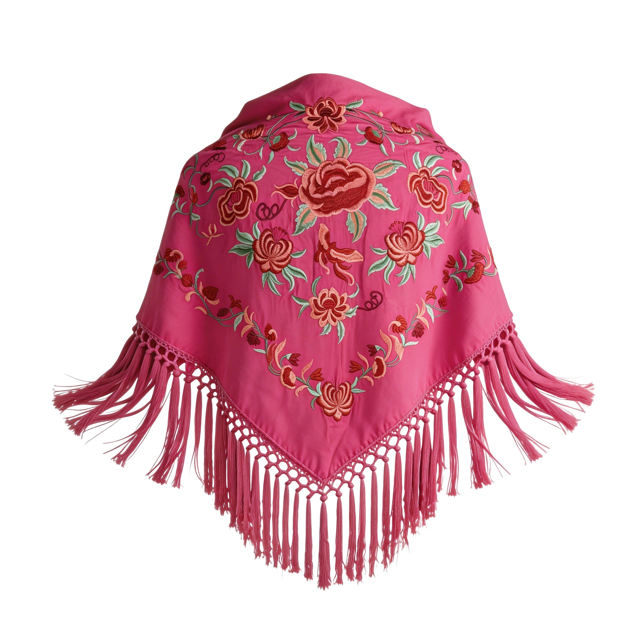 Manton de Flamenca Bordado – Ligero con Flecos (140 cm)