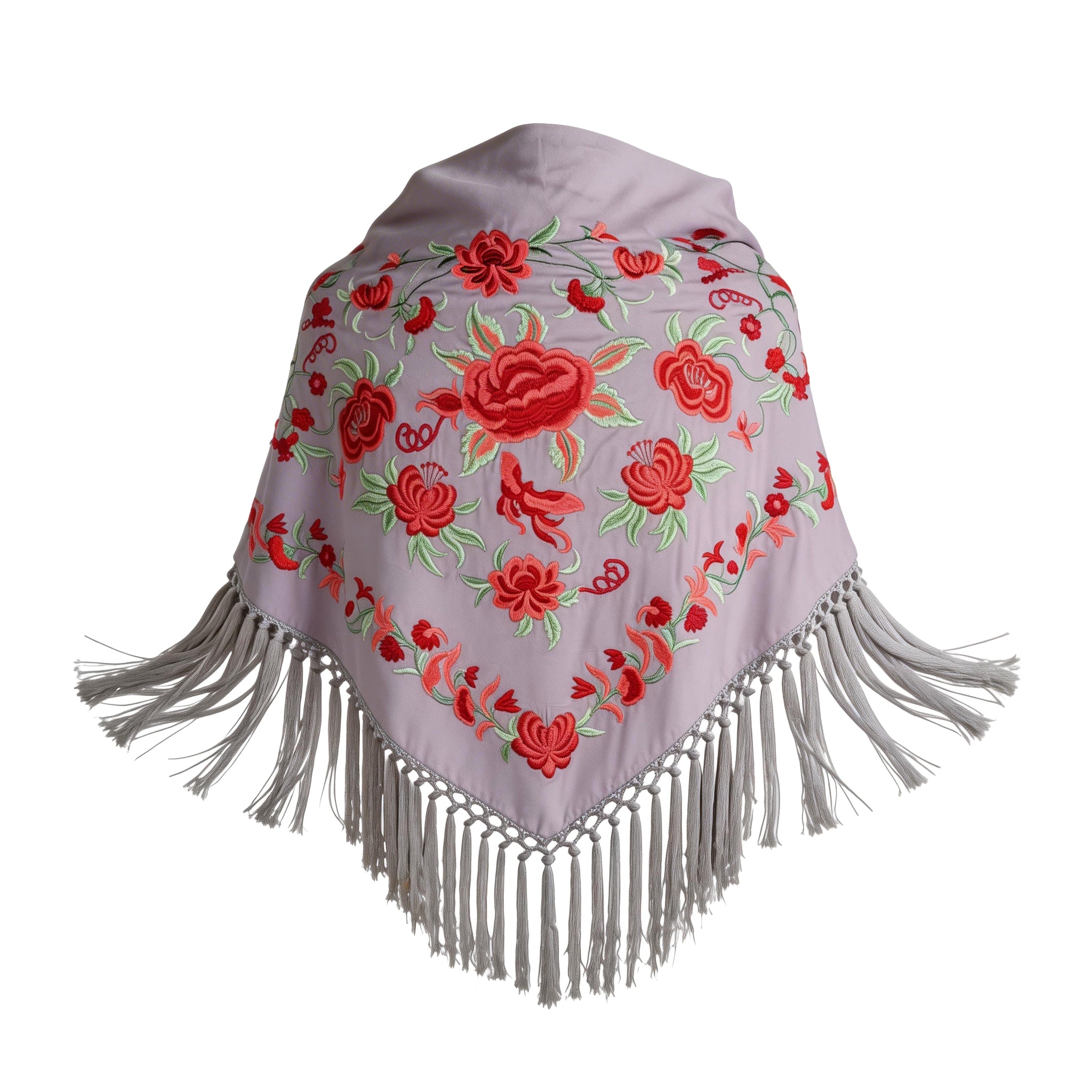 Manton de Flamenca Bordado – Ligero con Flecos (140 cm)