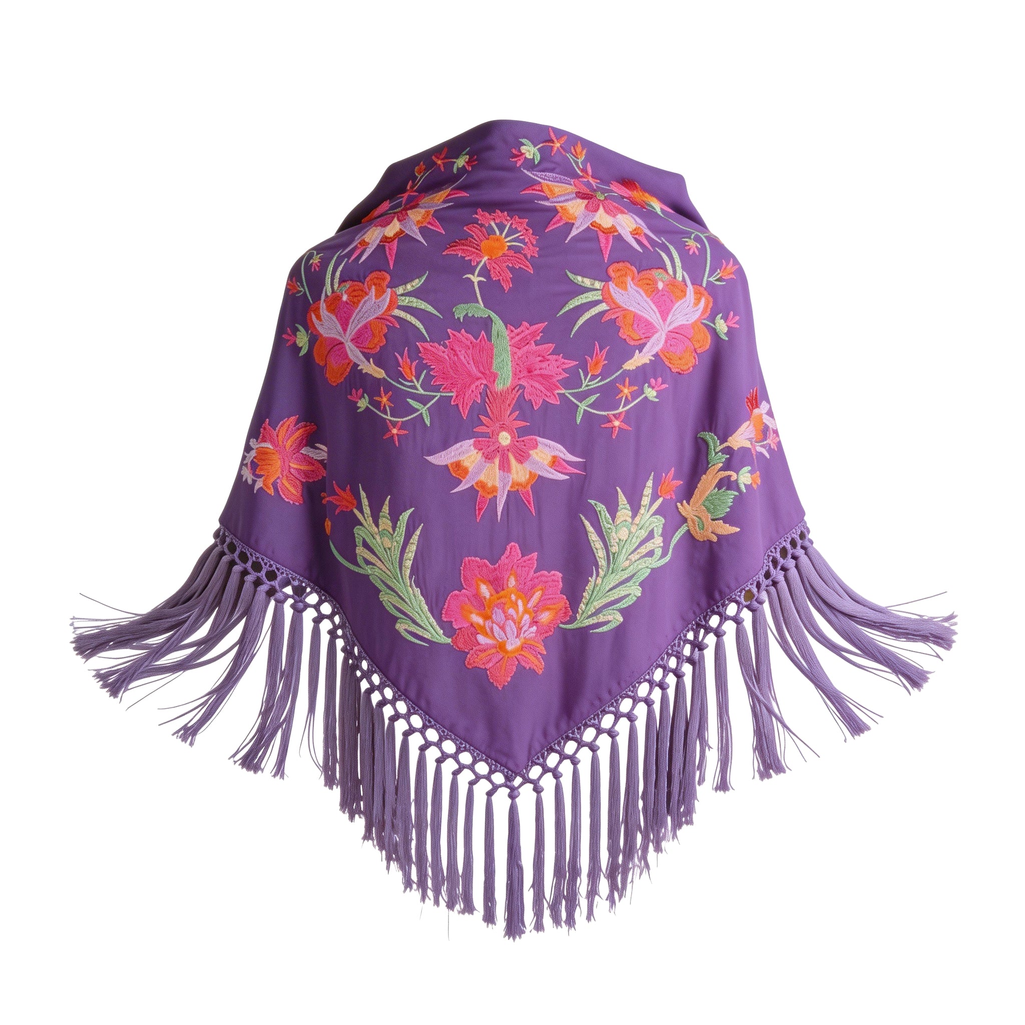 Manton de Flamenca Bordado Dalia – Ligero con Flecos