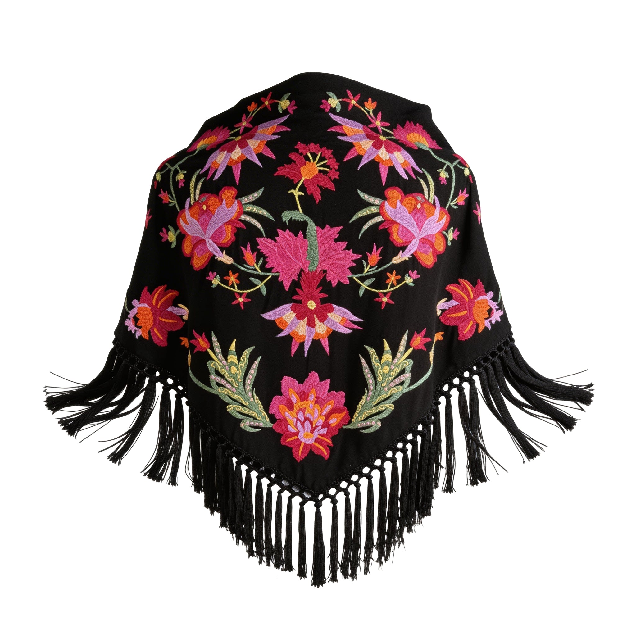 Manton de Flamenca Bordado Dalia – Ligero con Flecos