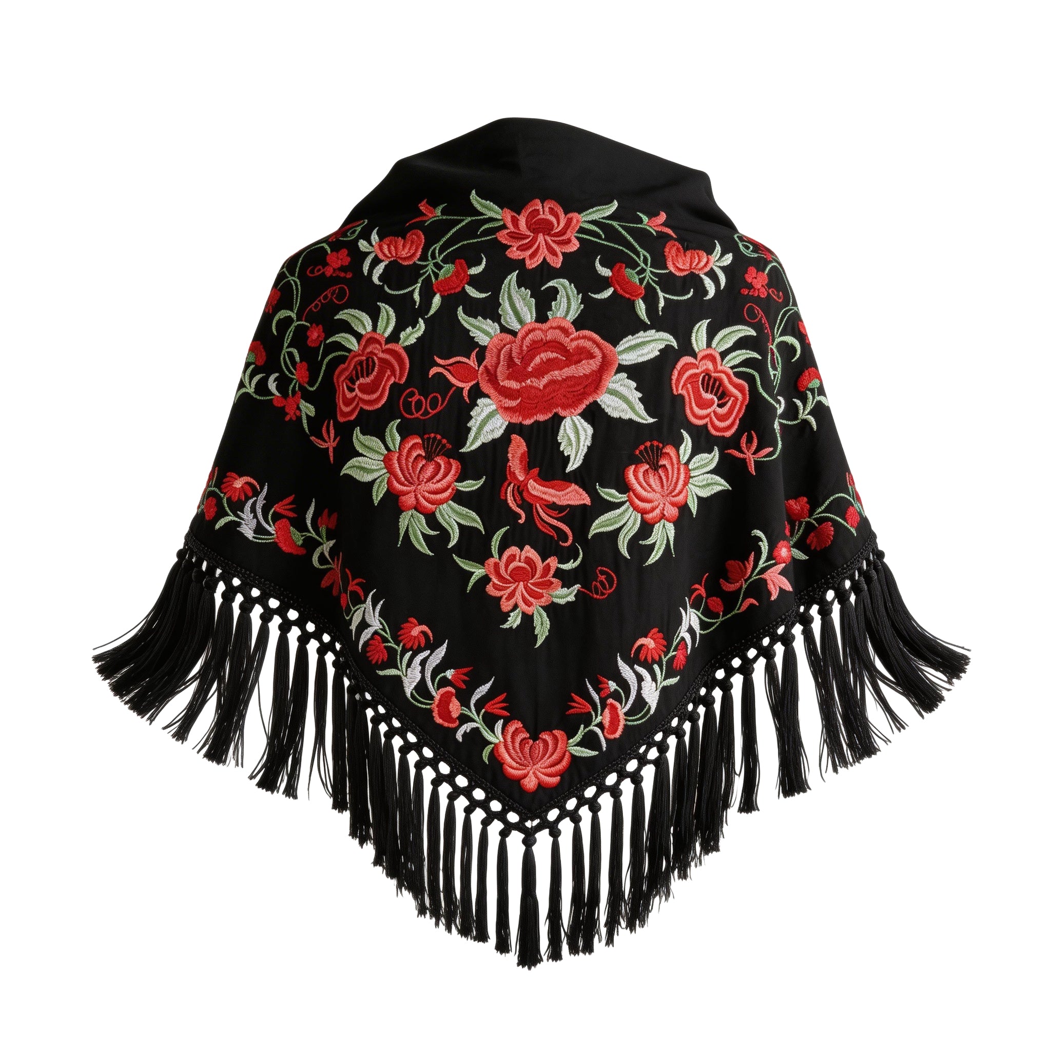 Manton de Flamenca Bordado – Ligero con Flecos (140 cm)
