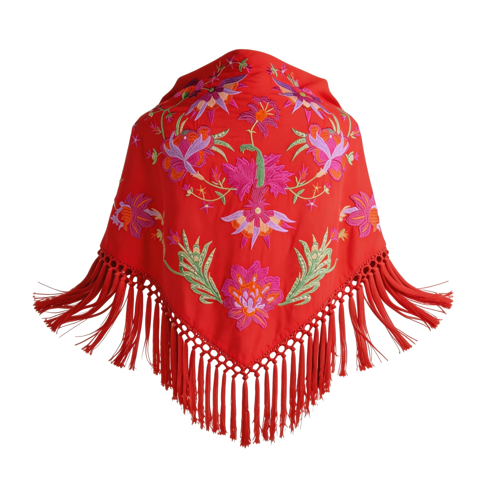 Manton de Flamenca Bordado Dalia – Ligero con Flecos