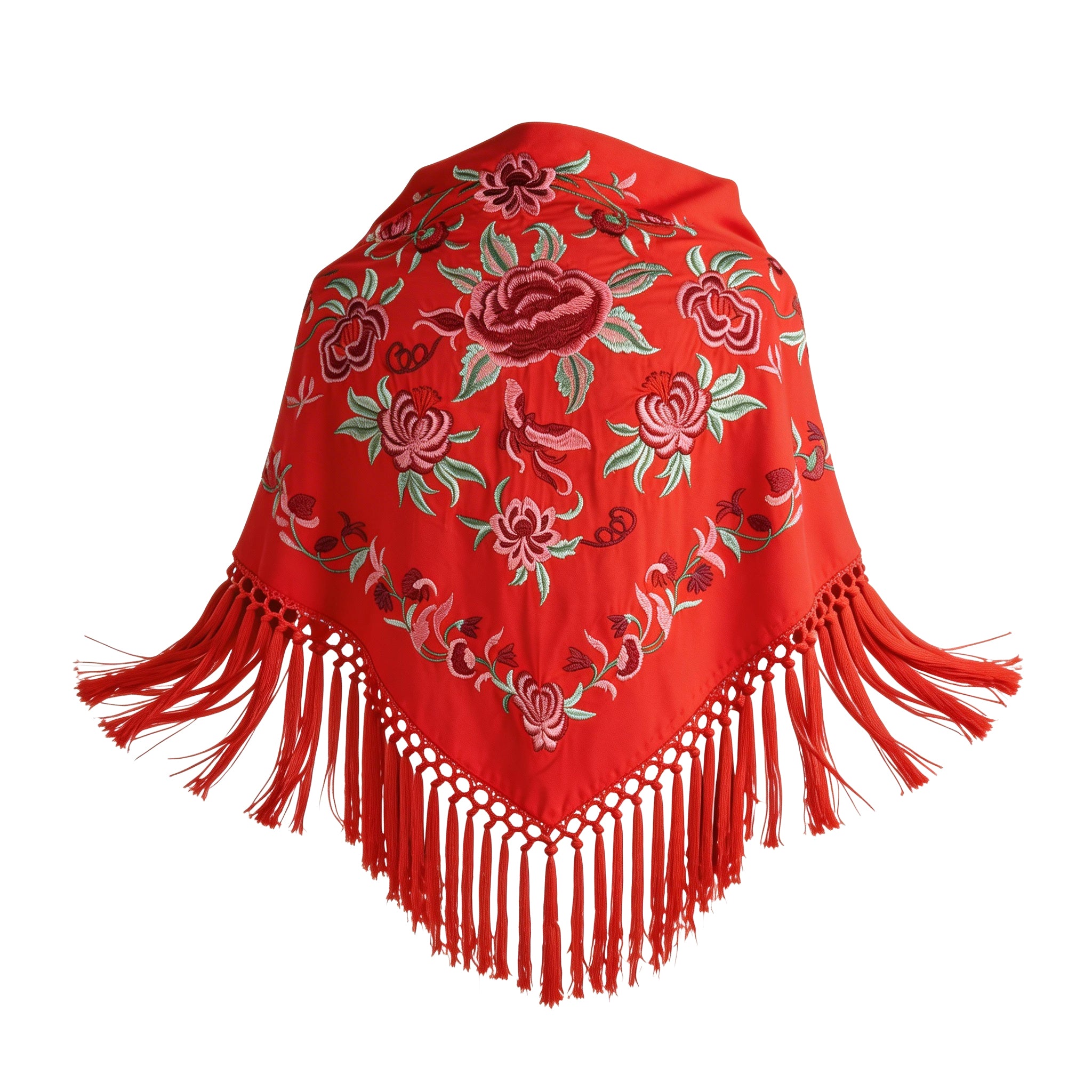 Manton de Flamenca Bordado – Ligero con Flecos (140 cm)