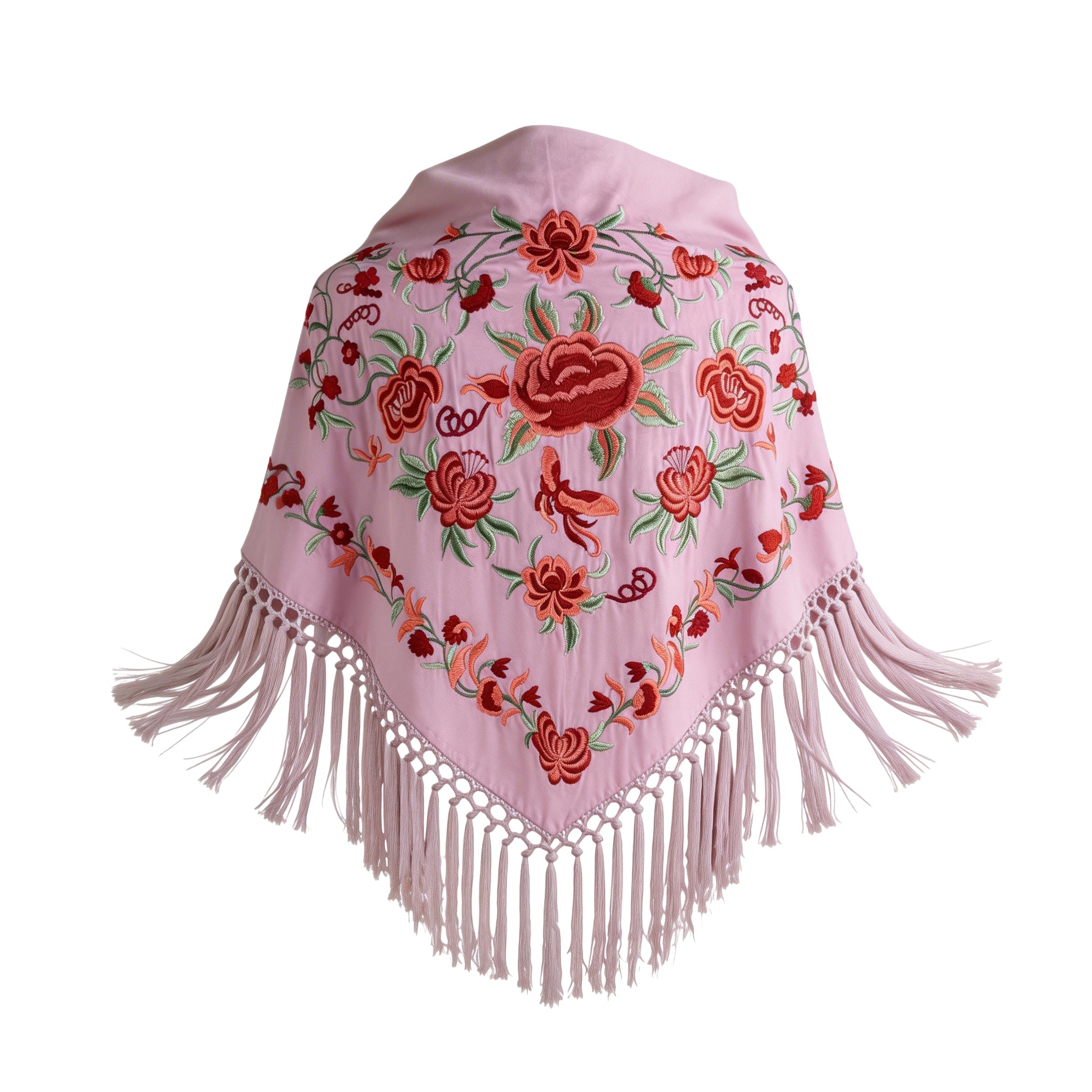 Manton de Flamenca Bordado – Ligero con Flecos (140 cm)