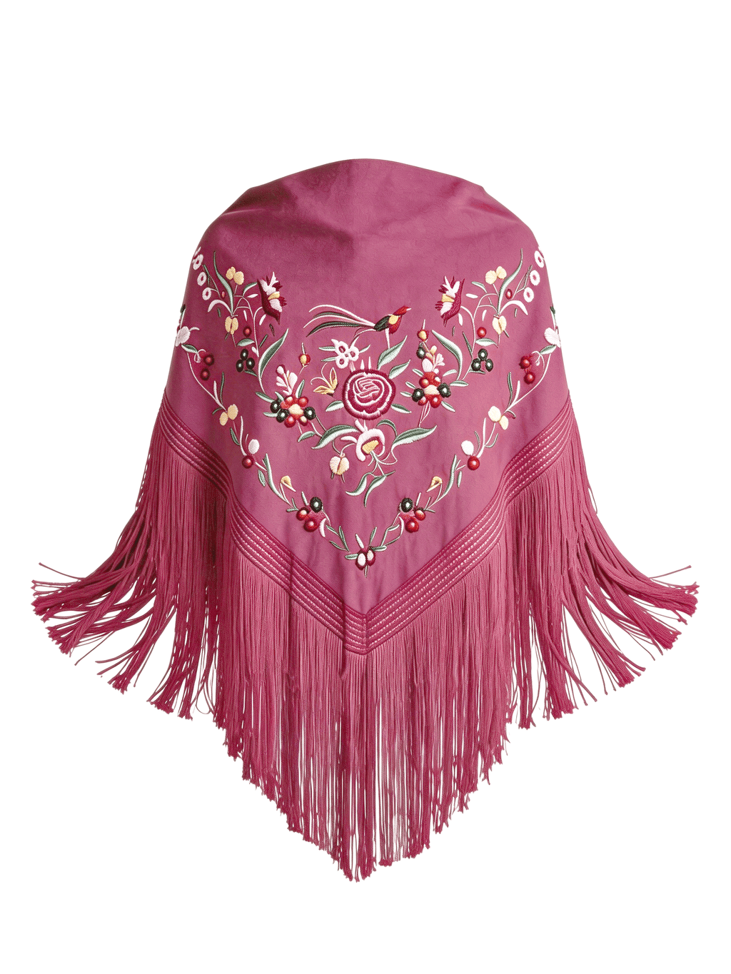 Mantón Flamenco Bordado  para Baile Flamenco y Sevillanas – de Algodón 140 x 50 cm  con Flecos Largos 40 cm