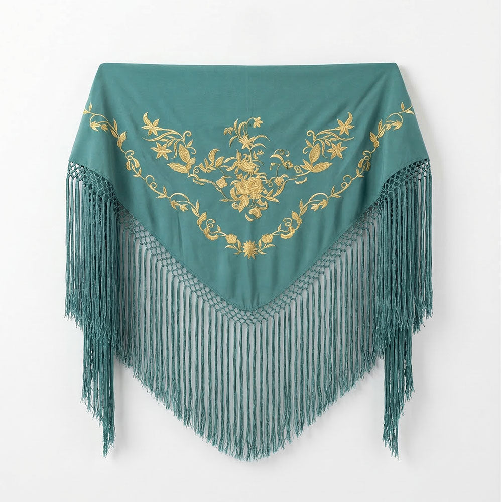Súper oferta ! Mantón de Flamenca Clásica - de Chiffón 140 X 50 cm con flecos largos 30cm