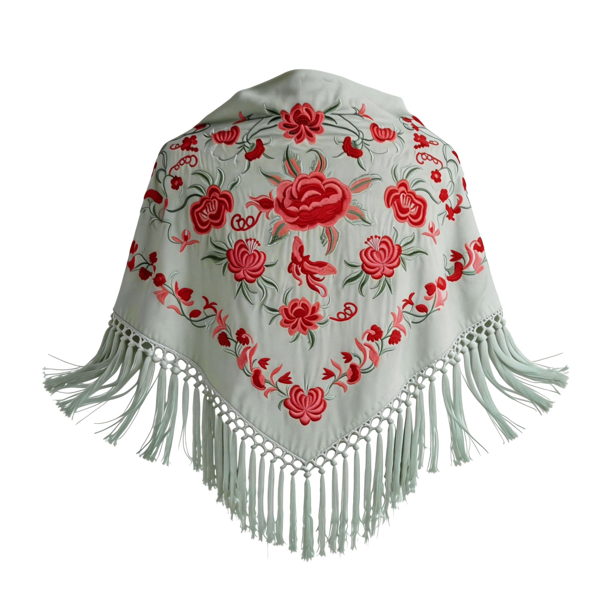 Manton de Flamenca Bordado – Ligero con Flecos (140 cm)