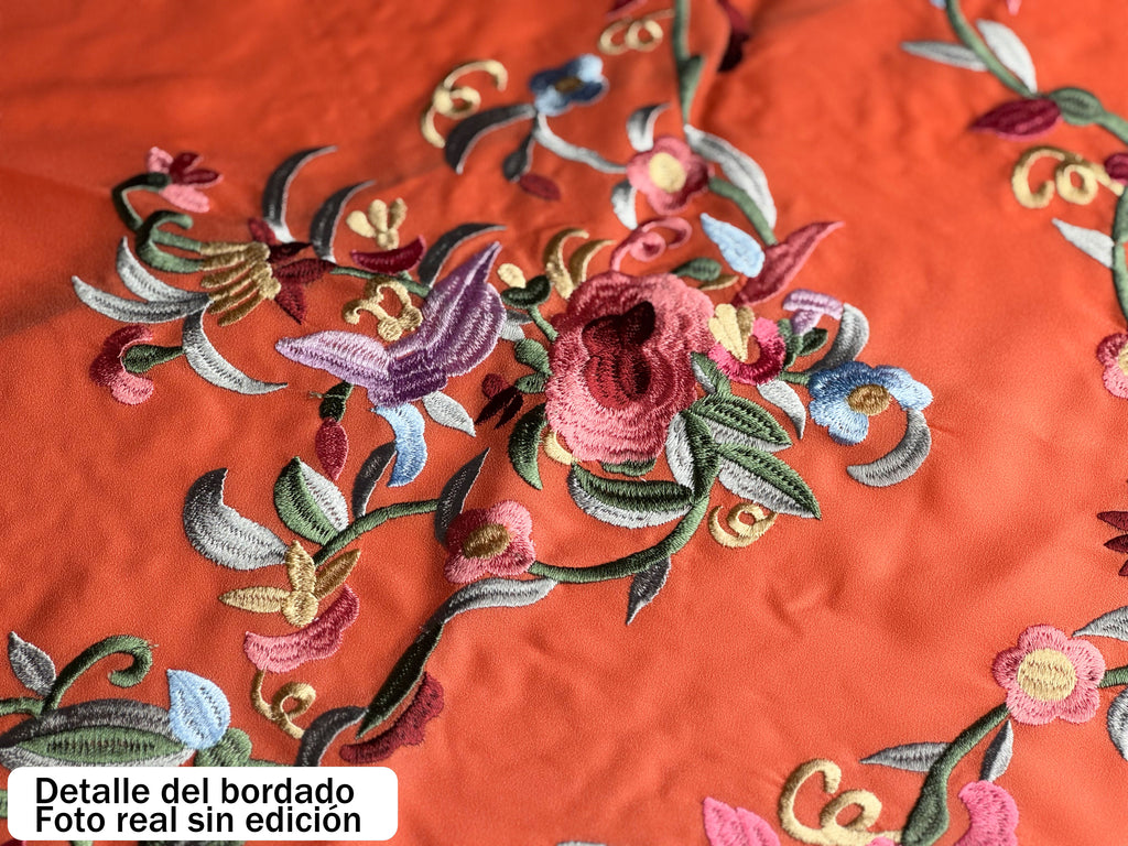 Súper oferta ! Mantón de Flamenca Clásica - de Chiffón 140 X 50 cm con flecos largos 30cm