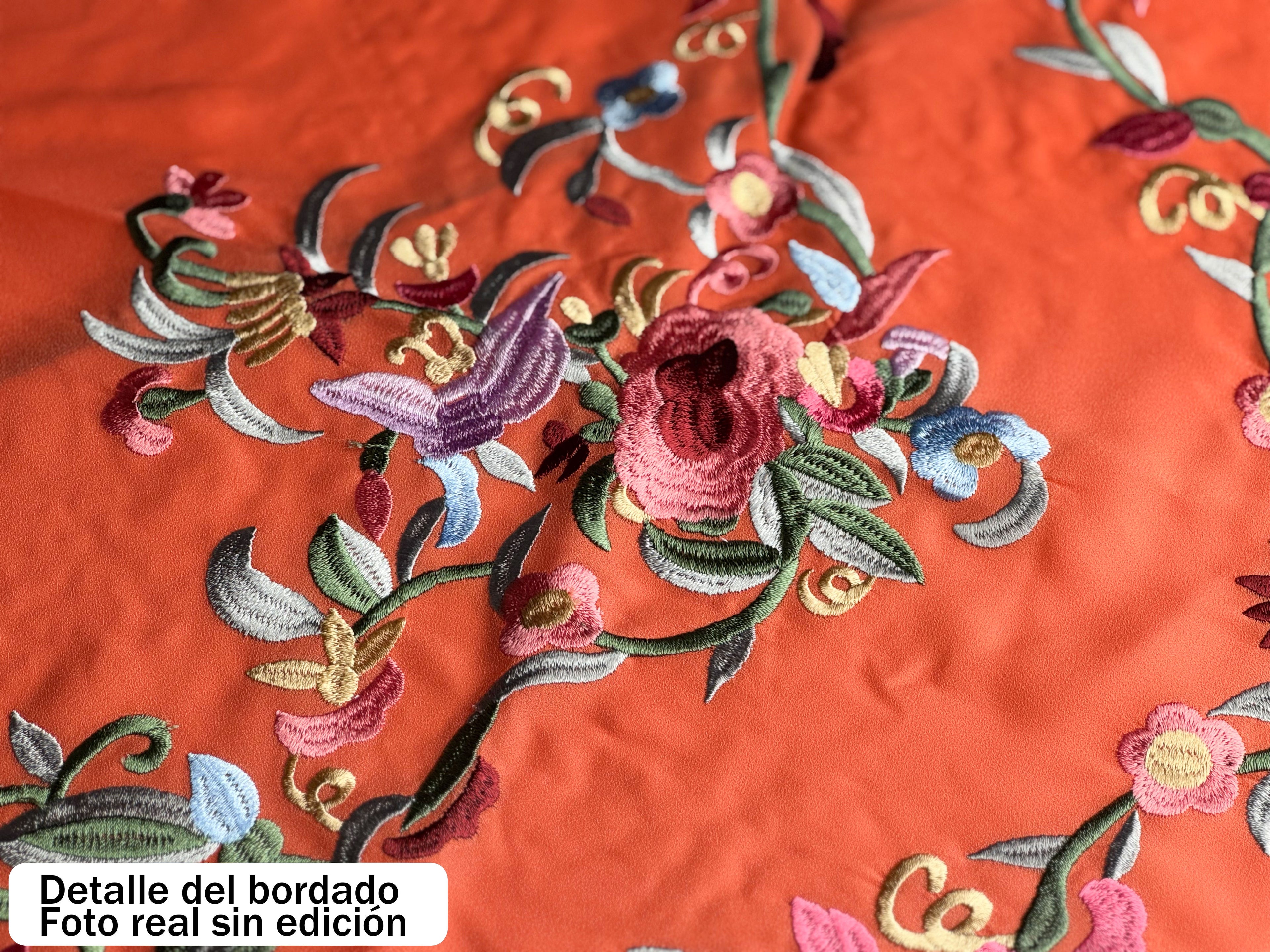 Súper oferta ! Mantón de Flamenca Clásica - de Chiffón 140 X 50 cm con flecos largos 30cm
