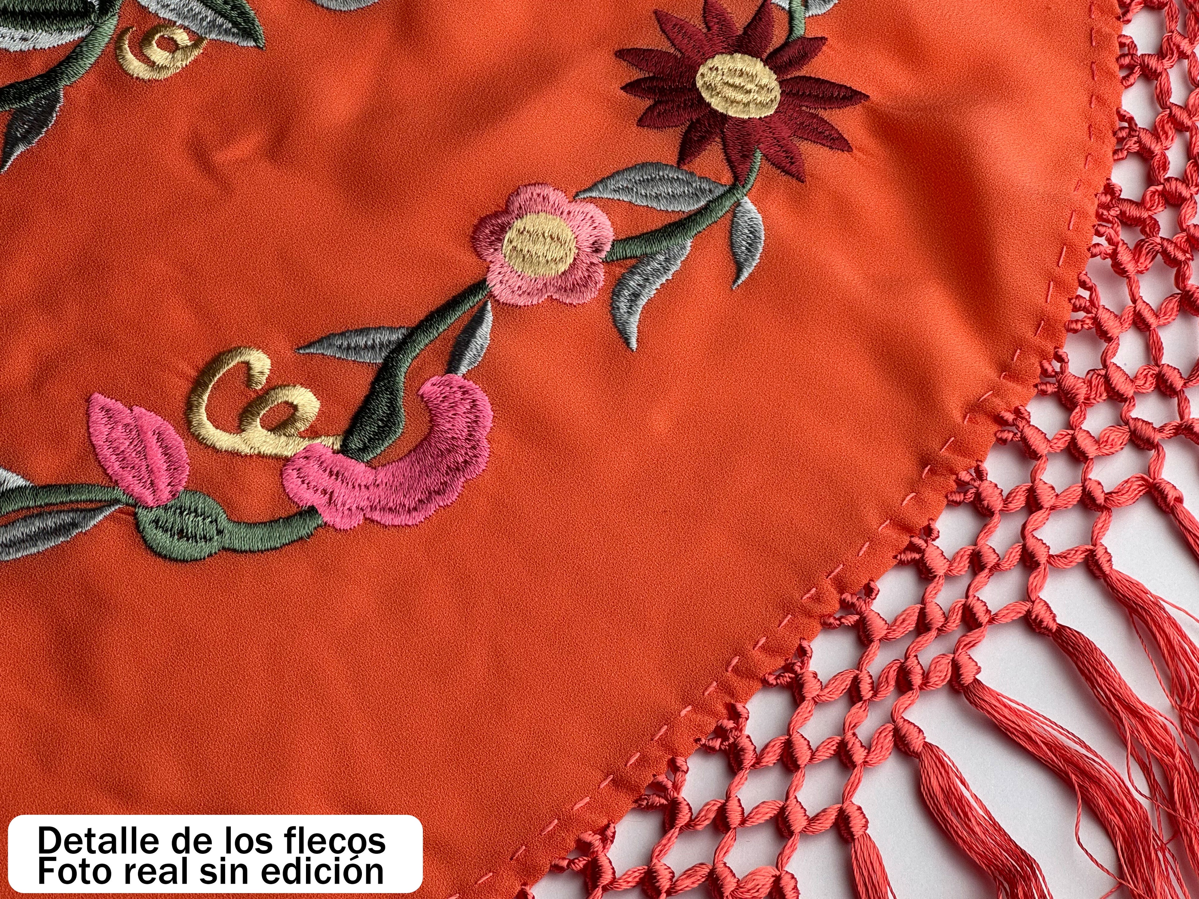 Súper oferta ! Mantón de Flamenca Clásica - de Chiffón 140 X 50 cm con flecos largos 30cm