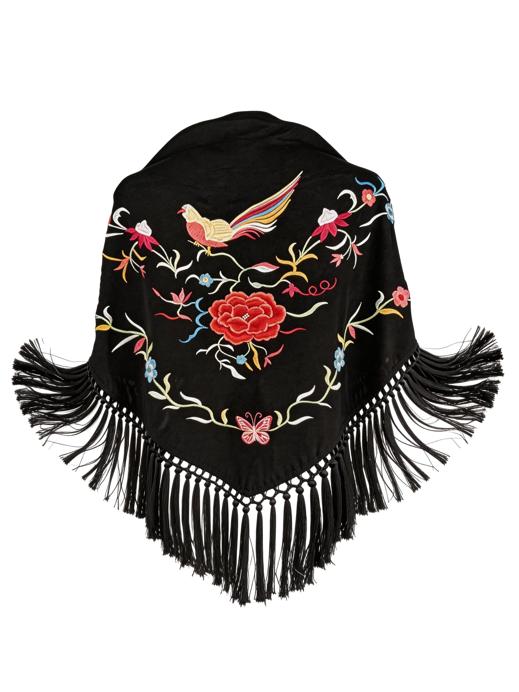 Súper oferta ! Mantón de Flamenco de Chiffón con Bordado de Pájaro  - 1.5m x 0.5m