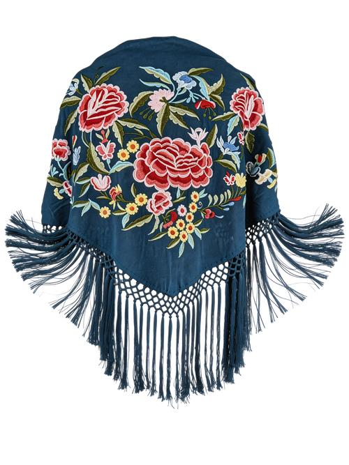 Súper oferta ! Mantón de Flamenco Bordado en Chiffón con Flecos Extra Largos (0,35 m)